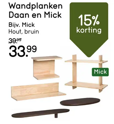 Aanbieding: Wandplanken Daan en Mick