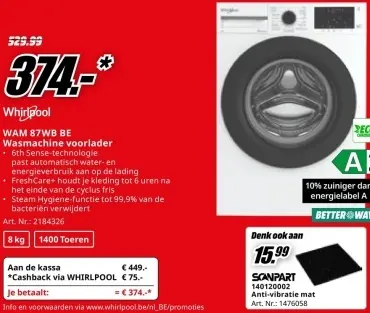 Aanbieding: WAM 87WB BE Wasmachine voorlader