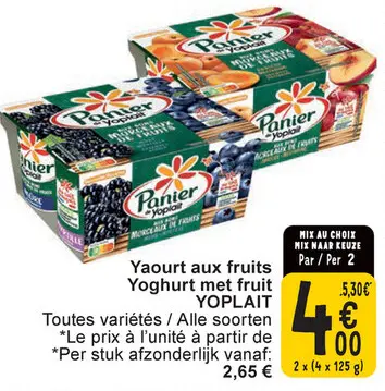 Offre: Yaourt aux fruits / Yoghurt met fruit