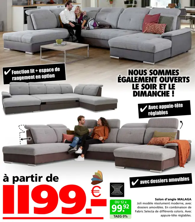 Offre: Salon d'angle MALAGA