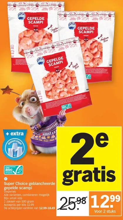 Promotie: Super Choice geblancheerde gepelde scampi