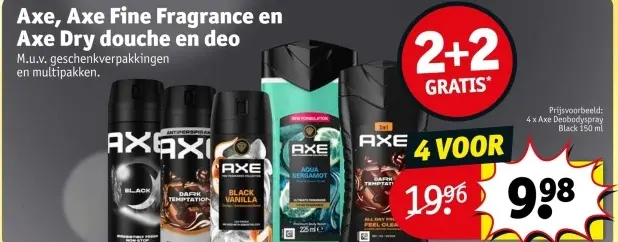 Promotie: Axe, Axe Fine Fragrance en Axe Dry douche en deo
