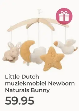 Aanbieding: Little Dutch muziekmobiel Newborn Naturals Bunny