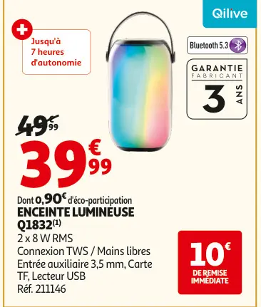 Offre: Enceinte lumineuse q1832