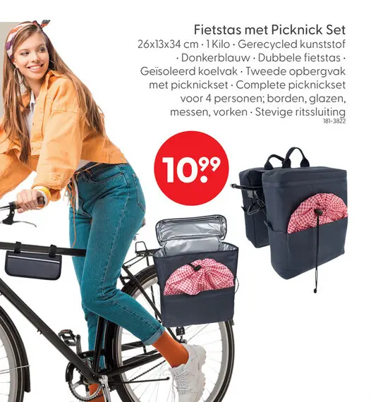 Aanbieding: Fietstas met Picknick Set