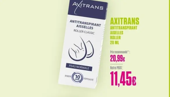 Offre: Axitrans antitranspirant aisselles roller