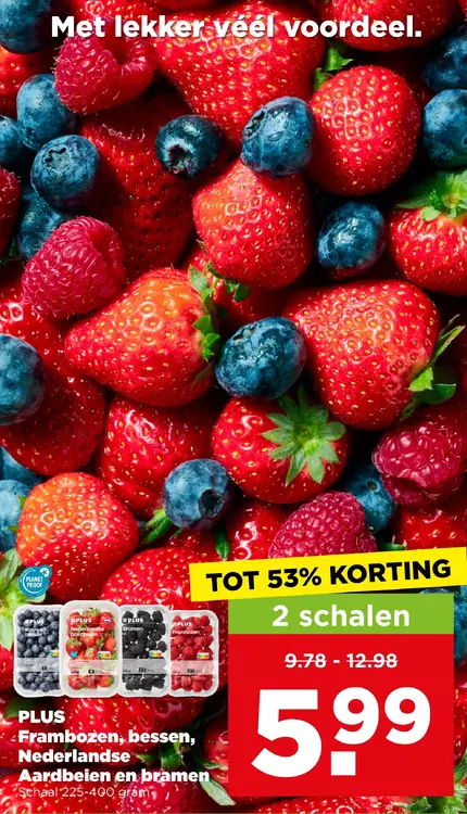 Aanbieding: Frambozen, bessen, Nederlandse Aardbeien en bramen