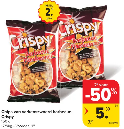 Promotie: Chips van varkenszwoerd barbecue