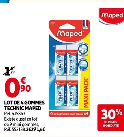 Promotie: Lot de 4 gommes technic 