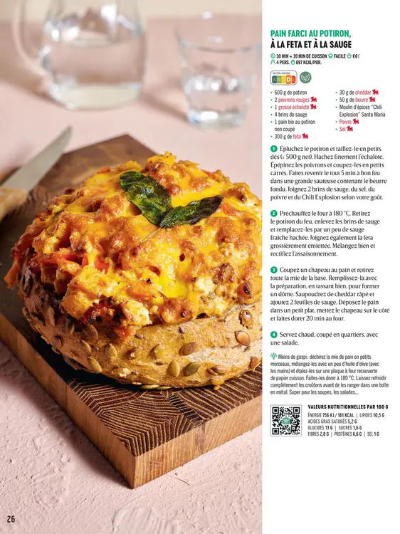 Offre: Pain farci au potiron, à la feta et à la saug