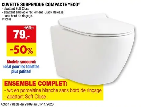 Offre: Cuvette suspendue compacte "Eco"