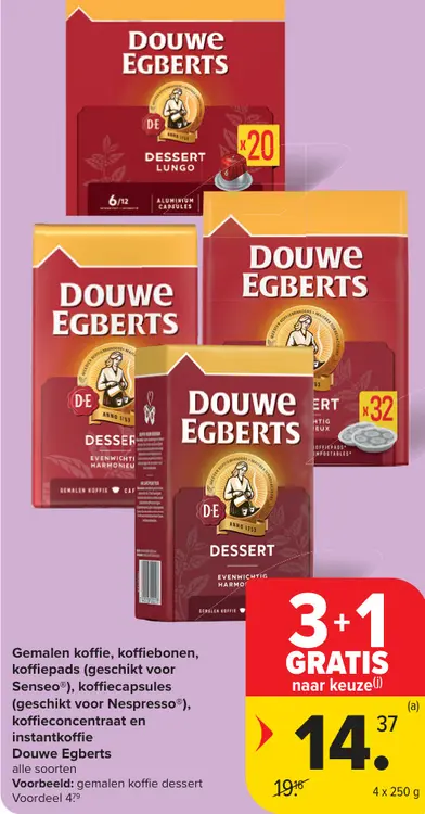 Promotie: Gemalen koffie, koffiebonen, koffiepads, koffiecapsules, koffieconcentraat en instantkoffie