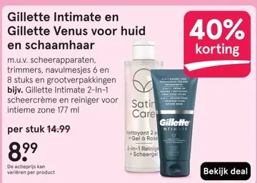 Aanbieding: Gillette Intimate en Gillette Venus voor huid