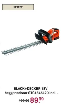 Aanbieding: BLACK+DECKER 18V heggenschaar GTC1845L20 incl