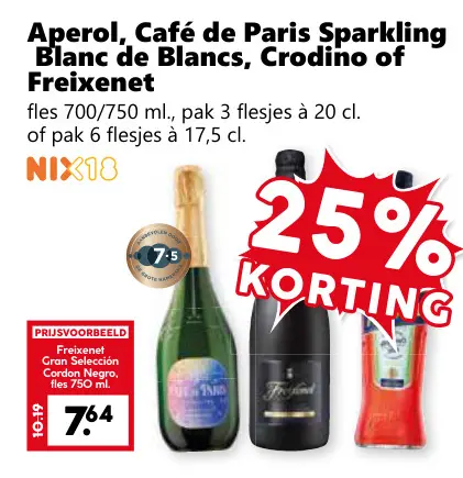 Aanbieding: Aperol, Café de Paris Sparkling Blanc de Blancs, Crodino of Freixenet