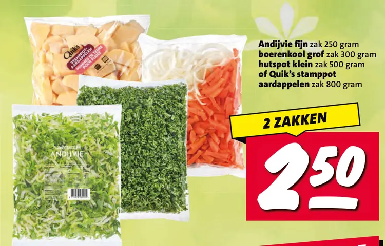 Aanbieding: Andijvie fijn, boerenkool grof, hutspot klein