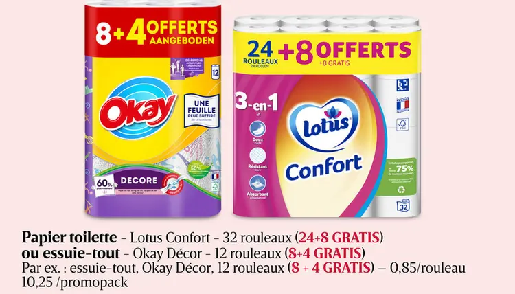 Offre: Papier toilette ou essuie-tout