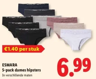 Aanbieding: 5-pack dames hipsters