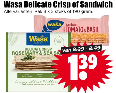Aanbieding: Wasa Delicate Crisp of Sandwich