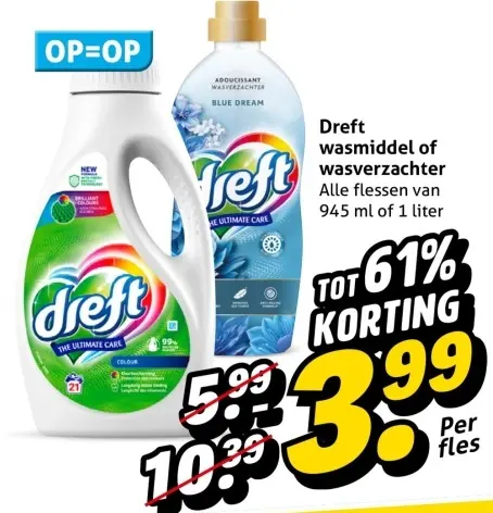 Aanbieding: Dreft wasmiddel of wasverzachter
