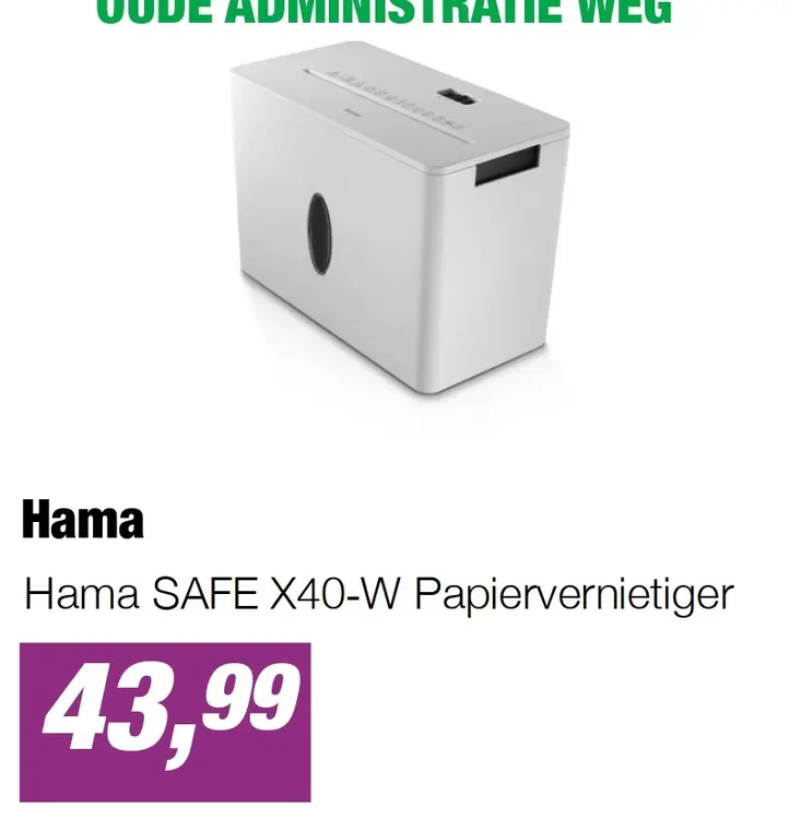 Aanbieding: Hama SAFE X40‑W Papiervernietiger