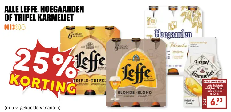 Aanbieding: Leffe, Hoegaarden of Tripel Karmeliet