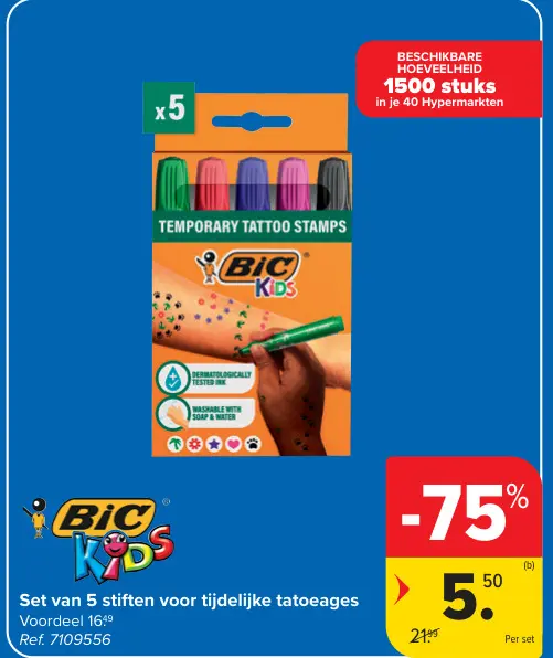 Promotie: Set van 5 stiften voor tijdelijke tatoeages