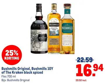 Aanbieding: Bushmills Original, Bushmills 10Y of The Kraken black spiced