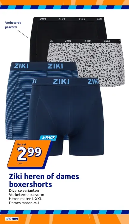 Aanbieding: Ziki heren of dames boxershorts