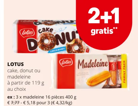 Offre: cake, donut ou madeleine