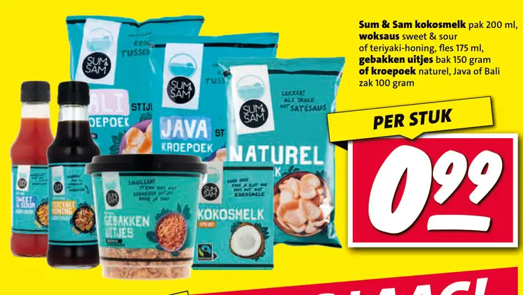 Aanbieding: kokosmelk, woksaus sweet & sour of teriyaki-h