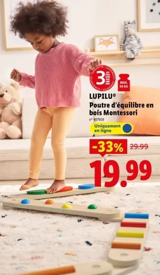 Offre: Poutre d'équilibre en bois Montessori