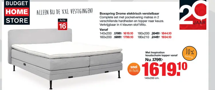 Aanbieding: Boxspring Drome elektrisch verstelbaar