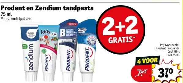 Aanbieding: Prodent en Zendium tandpasta