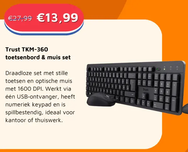 Aanbieding: TKM-360 toetsenbord & muis set