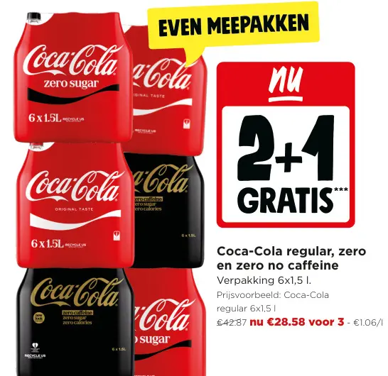 Promotie: Coca-Cola regular, zero en zero no caffeine