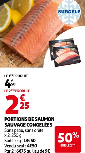 Offre: Portions de saumon sauvage congelées