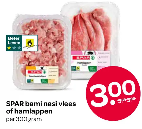 Aanbieding: Bami nasi vlees of hamlappen