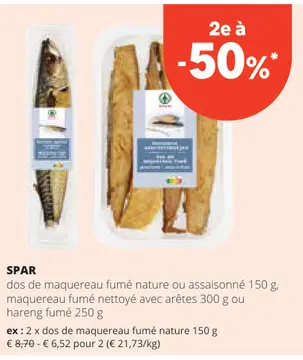 Offre: dos de maquereau fumé nature ou assaisonné, m