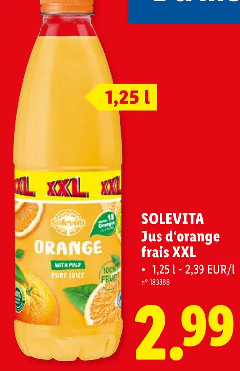 Offre: Jus d'orange frais XXL