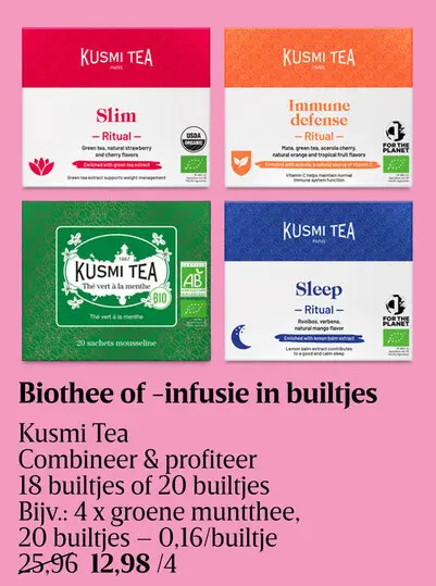 Promotie: Biothee of infusie in builtjes