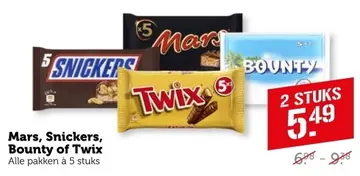 Aanbieding: Mars, Snickers, Bounty of Twix