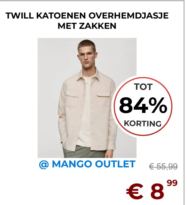 Aanbieding: Twill katoenen overhemdjasje met zakken