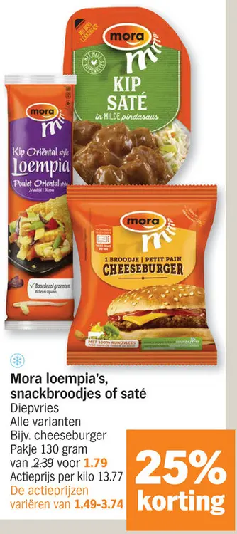 Promotie: Mora loempia's, snackbroodjes of saté