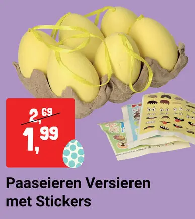 Aanbieding: Paaseieren Versieren met Stickers, 6st.