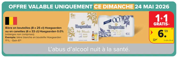 Offre: Bière en boiteilles ou en canettes 0.0%