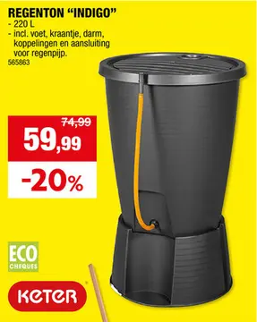 Aanbieding: Keter Indigo regenton 220l grafiet