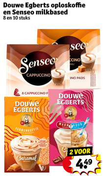 Aanbieding: Douwe Egberts oploskoffie en Senseo milkbased