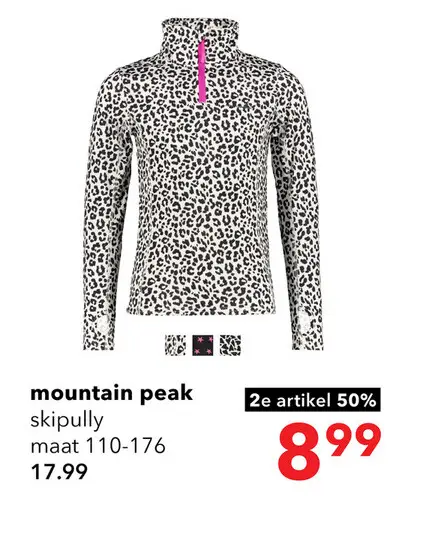 Aanbieding: Mountain Peak kinder skipully met rits luipaardprint