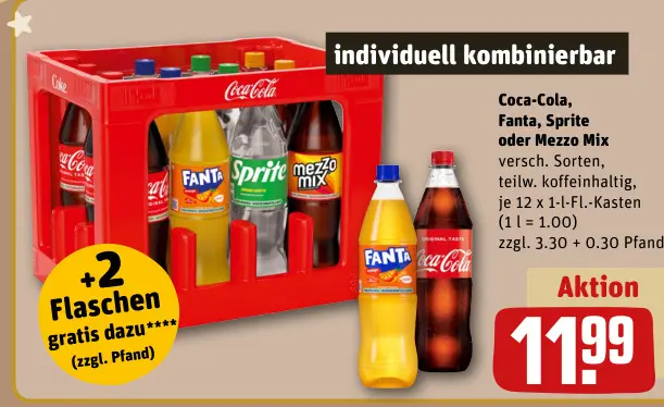 Aanbieding: Coca-Cola, Fanta, Sprite oder Mezzo Mix